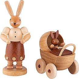 Easter Bunny Mother with Buggy - 11 cm / 4 inch