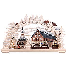 Candle Arch - Pyramid House with White Frost and Turning Pyramid - 72x43 cm / 28x17 inch