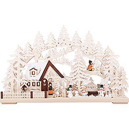 3D Candle Arch - Winter Scenery with White Frost. Electr. Candles - 62x39 cm / 24.41inchx15.35 inch