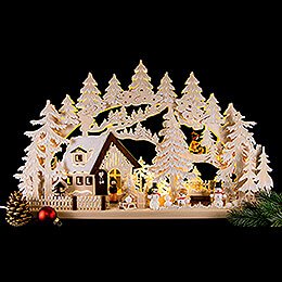 3D Candle Arch - Winter Scenery with White Frost. Electr. Candles - 62x39 cm / 24.41inchx15.35 inch