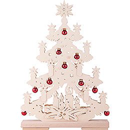 Light Triangle - Fir Tree with Red Christmas Balls - 32x44 cm / 12.6x17.3 inch