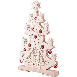 Light Triangle - Fir Tree with Red Christmas Balls - 32x44 cm / 12.6x17.3 inch