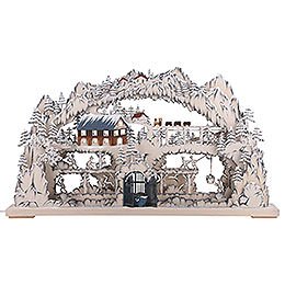 3D Double Arch - Mining Scenery with White Frost - 72x42x8 cm / 28x17x3 inch