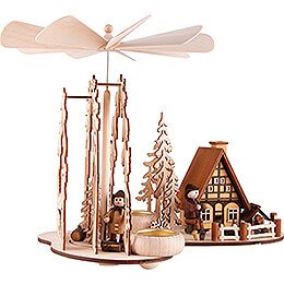 1-Tier Pyramid - Glade with Smoking House and Forest People - 24 cm / 9.4 inch