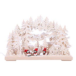 3D Double Arch - Snowball Fight with White Frost - 43x30x7 cm / 17x12x3 inch