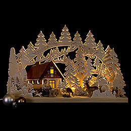 3D Double Arch - Mountain Cabin with Carver - 62x40 cm / 24x16 inch
