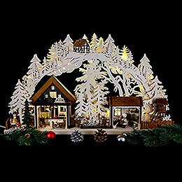 3D Candle Arch - Christmas Bakery with Walki Figures - 72x43 cm / 28x17 inch