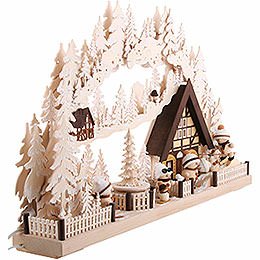 Candle Arch - Snowmolli-Country with Pyramid and White Frost - 72x43 cm / 28.3x17 inch