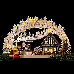 3D-Schwibbogen Weihnachtsmarktbau - 72x43 cm