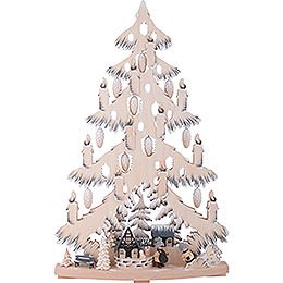 Light Triangle - Fir Tree at the Half Timbered House with White Frost - 38x72 cm / 15x28.3 inch