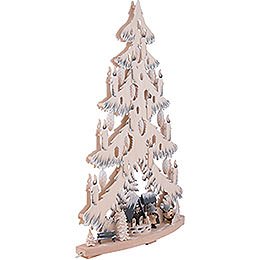 Light Triangle - Fir Tree at the Half Timbered House with White Frost - 38x72 cm / 15x28.3 inch
