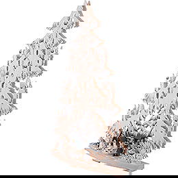 Light Triangle - Fir Tree at the Half Timbered House with White Frost - 38x72 cm / 15x28.3 inch