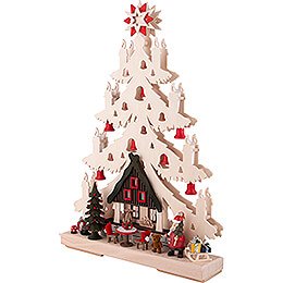 Light Triangle - Fir Tree - Christmas Eve with red Bells - 32x44 cm / 12.6x17.3 inch