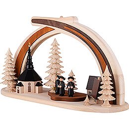Candle Arch - Solid Wood Seiffen Church with Carolers - 45x30 cm / 17.7x11.8 inch