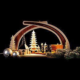 Candle Arch - Solid Wood Seiffen Church with Carolers - 45x30 cm / 17.7x11.8 inch