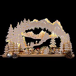3D Double Arch - Wintersport with Snowmollis and White Frost - 72x43 cm / 28x17 inch