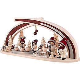 Candle Arch - Solid Wood Snowmen - 59x30 cm / 23.2x11.8 inch
