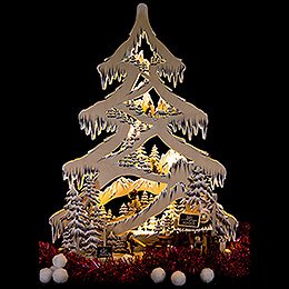 Light Triangle - Fir Tree - Ski Slope with White Frost - 56 cm / 22 inch