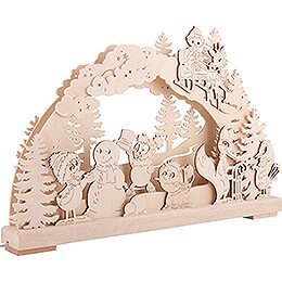 3D Double Arch - Pitti and Friends making a Snowman - 43x28 cm / 16.9x11 inch