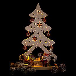Light Triangle - Fir Tree - Santa with Red Stars - 31x51 cm / 12.2x20.1 inch
