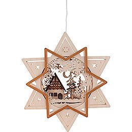 Window Picture - Star with House and Deer in Forest - 35 cm / 13.8 inch