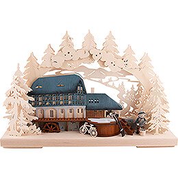 Candle Arch - Mill with Ice Fisherman - 43x28 cm / 16.9x11 inch