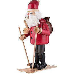 Räuchermännchen Weihnachtsmann mit Ski - rot - 52 cm