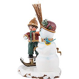 Winterkinder Junge mit Schneemann - 11 cm