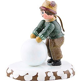 Winter Children Boy with Snowball - 7 cm / 3 inch