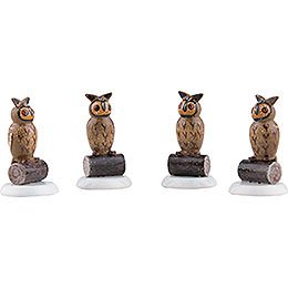 Winter Children Set of Four Owl - 3,5 cm / 1,5 inch