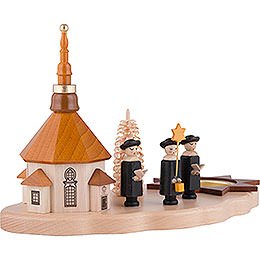 Teelichthalter mit Seiffener Kirche und Kurrende - 13 cm