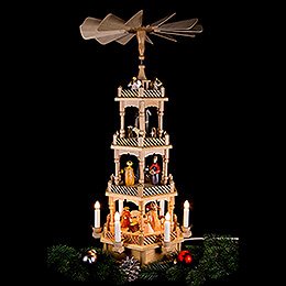 4-Tier Pyramid - Nativity Figurines - Colored - 230 Volt Electrical - 65 cm / 25.6 inch
