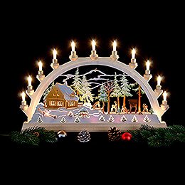 Candle Arch - Forester's House with Figures, Colored - 65x40 cm / 26x17.5 inch