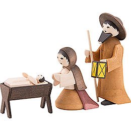 Holy Family, Set of Three, Stained - 7 cm / 2.8 inch