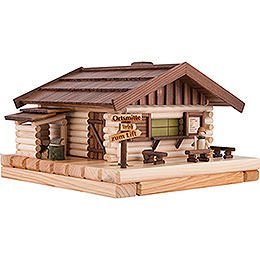 Smoking Lighted House - Ski Hut with Figurines - 17x31 cm / 6.7x12.2 inch