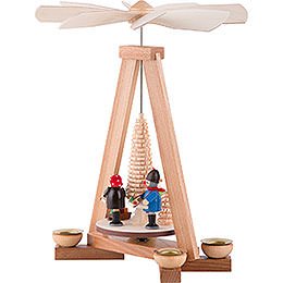 1-stöckige Pyramide Weihnachtsmann und Striezelkinder - 23 cm