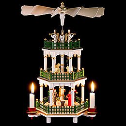 3-stöckige Pyramide Christi Geburt weiß - 35 cm