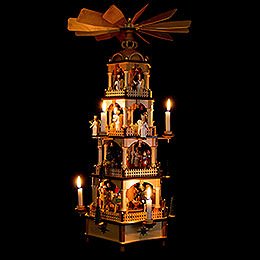 4-stöckige Pyramide Christi Geburt mit Musikspielwerk - 70 cm