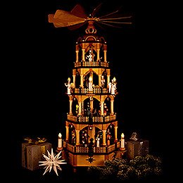 4-stöckige Pyramide Christi Geburt mit Musikspielwerk - 70 cm
