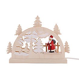Mini-Schwibbogen Weihnachtsmann im Wald - 23x15x4,5 cm