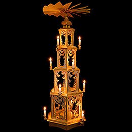 4-Tier Christmas Pyramid - Forest Design - Wax Candles without Figurines - 135 cm / 53 inch