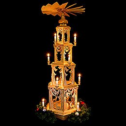 4-Tier Christmas Pyramid - Forest Design - Wax Candles without Figurines - 135 cm / 53 inch