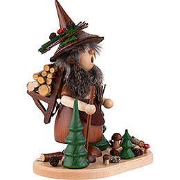 Smoker - Lady Gnome with Wood Pannier - 25 cm / 9.8 inch