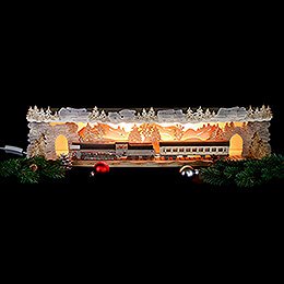 Illuminated Stand - Train Ride Through the Ore Mountains - 75x20x15 cm / 29.5x7.9x5.9 inch