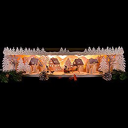 Illuminated Stand Reindeer Sleigh with Snow - 75x20x15 cm / 29.5x7.9x5.9 inch