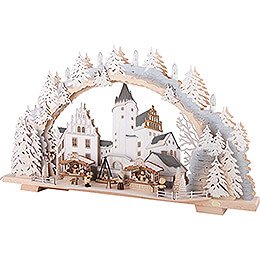 Candle Arch - Christmas Market at Schwarzenberg Castle with Snow - 72x43 cm / 28.3x16.9 inch