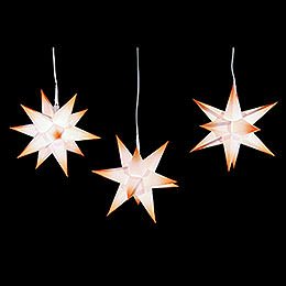 Erzgebirge-Palace Moravian Star Set of Three White Core with Orange Tips incl. Lighting - 17 cm / 6.7 inch
