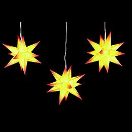 Erzgebirge-Palace Moravian Star Set of Three Yellow Core with Red Tips incl. Lighting - 17 cm / 6.7 inch