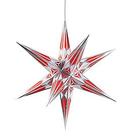 Hartensteiner Weihnachtsstern für Innen - weiß-rot mit silber - 68 cm