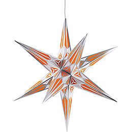 Hartenstein Christmas Star for Inside Use - White-Orange with Silver - 68 cm / 27 inch